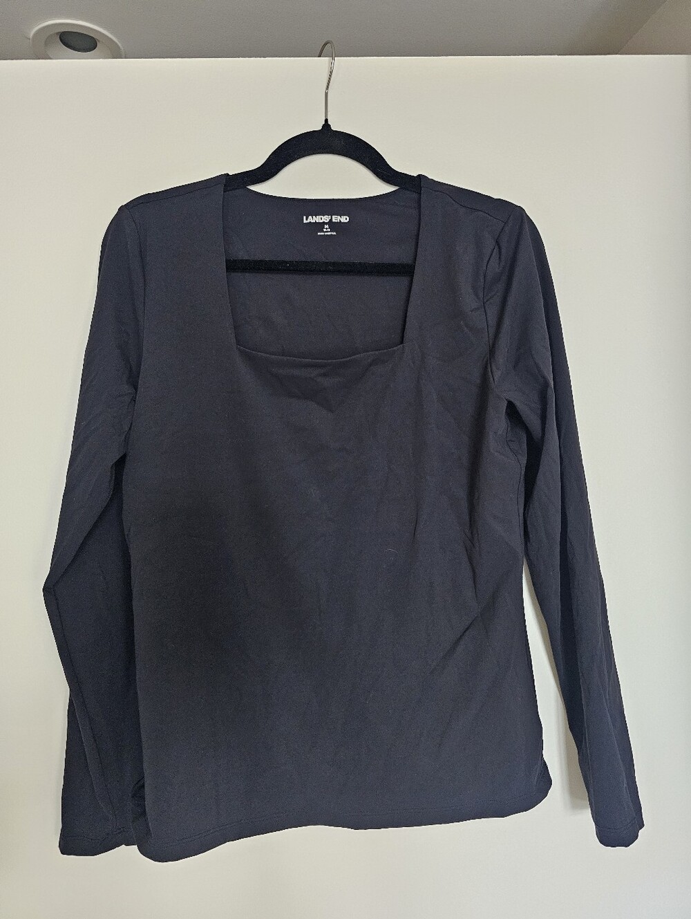 Lands' End Black Long-Sleeve Square Neck Tee